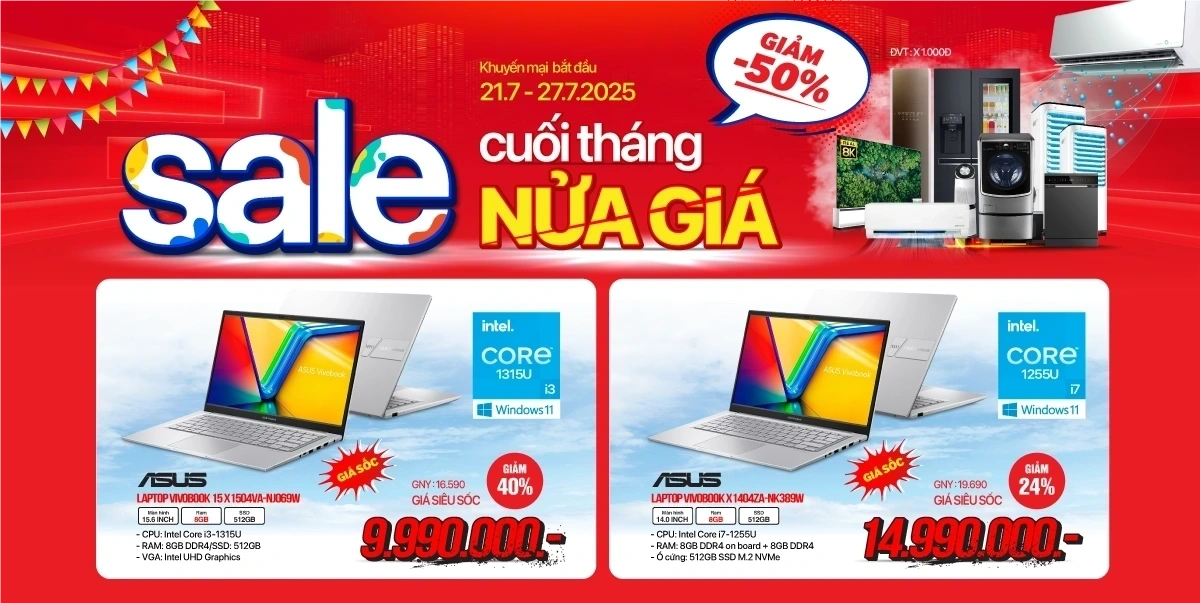 Tưng bừng tựu trường, laptop, PC, màn hình, máy in... sale chưa từng có tới 8 triệu đồng
