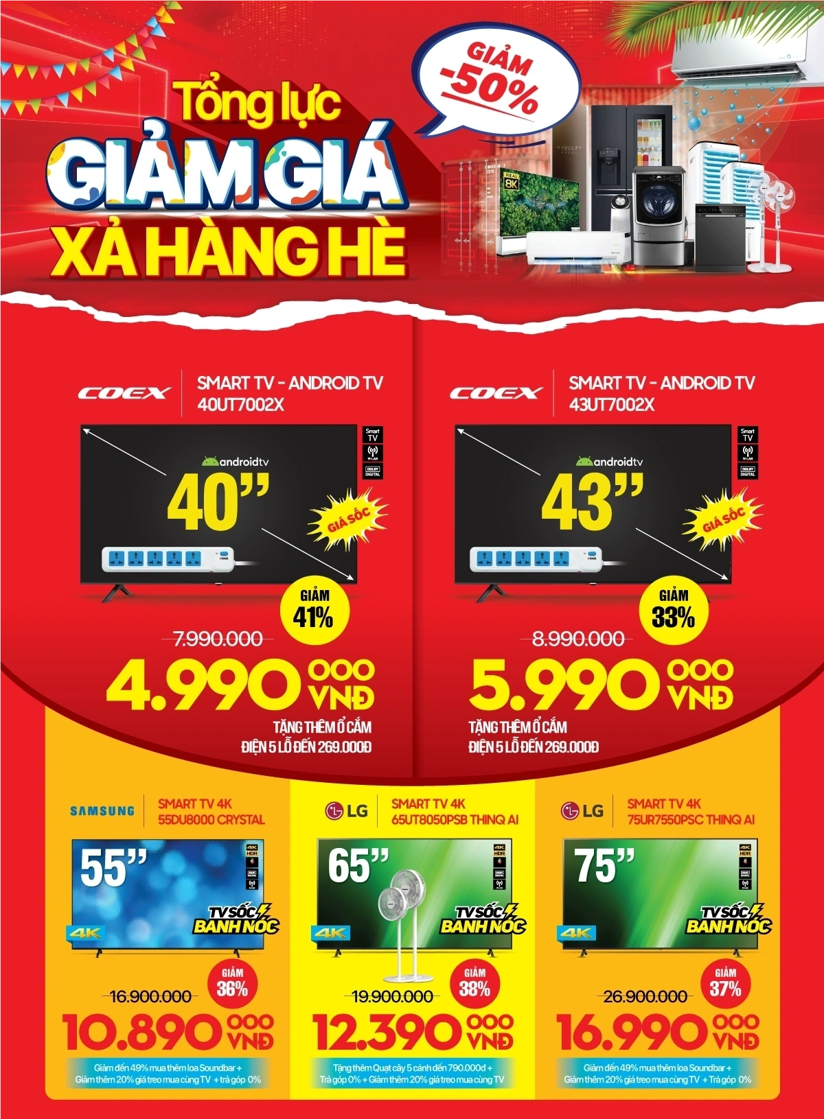 Xả hết hàng hè - Tivi, loa soundbar, loa kéo giá sốc giảm đến 50%+