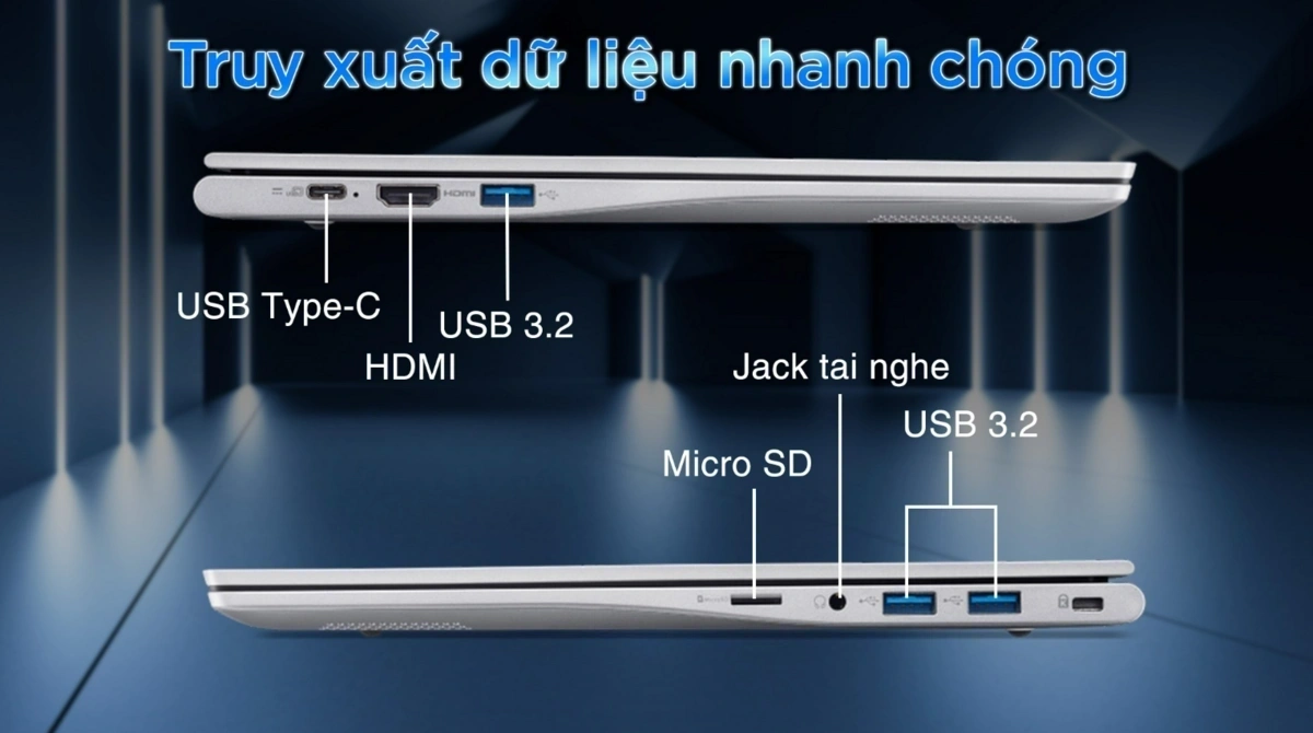 Acer Swift Lite 14 AI SFL14-51M-56HS được trang bị nhiều cổng kết nối