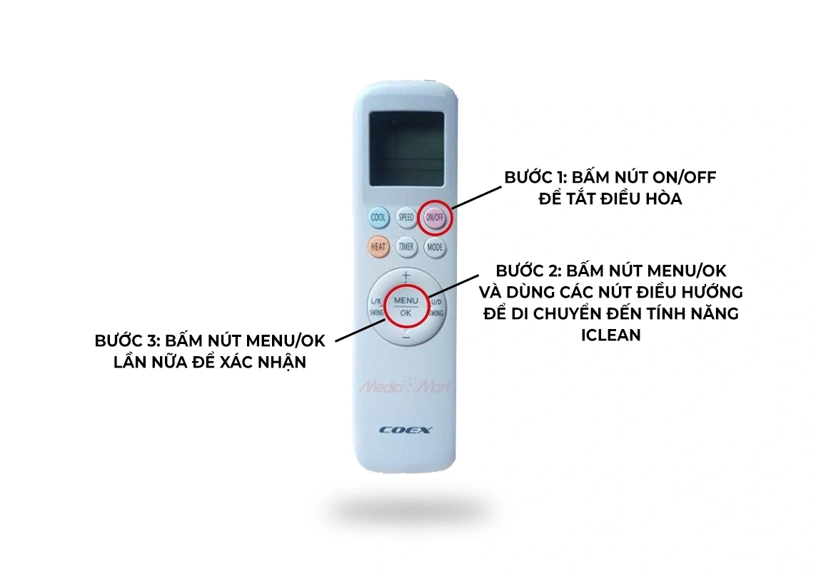 Cách bật tính năng tự động vệ sinh điều hòa COEX