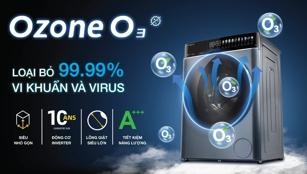 Công nghệ Ozone O3 tiên tiến trên máy giặt coex