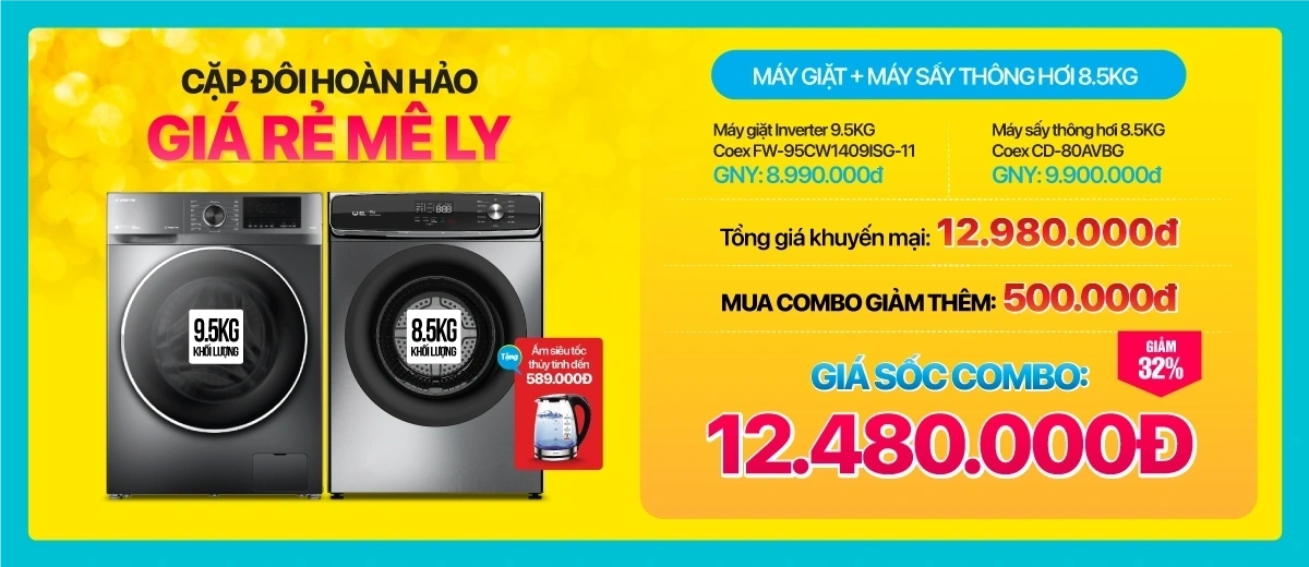 Lễ hội giặt sấy - Mưa càng nhiều - Giảm càng sâu (-50%)