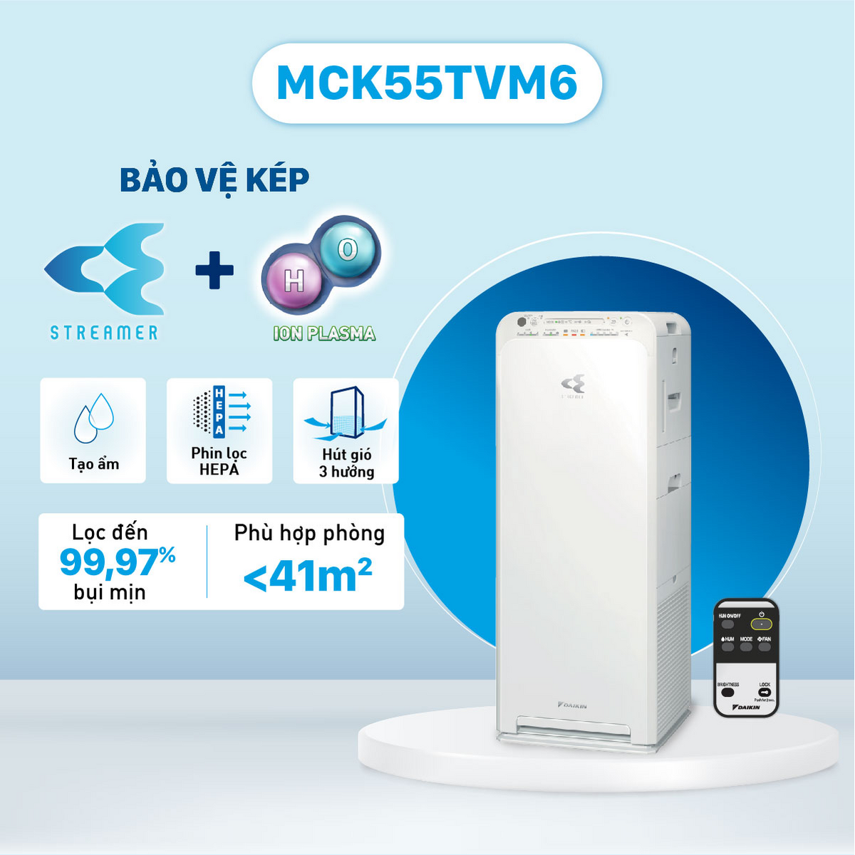 Máy lọc không khí và tạo ẩm Daikin MCK55TVM6