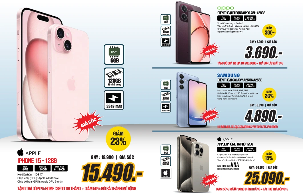 Smartphone giảm tới 50% + Bộ quà trị giá 800k