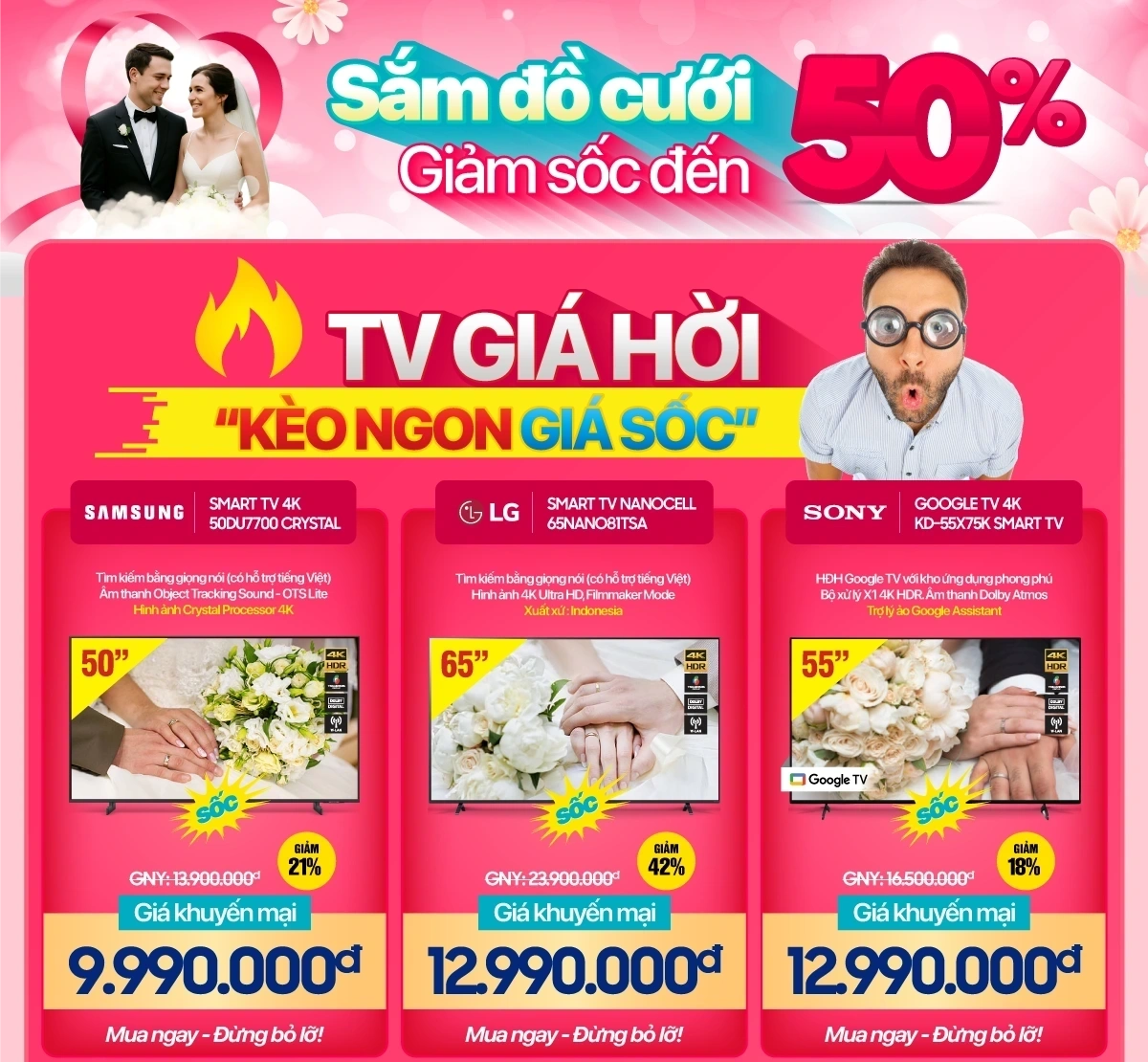 Tân trang nhà cưới - Sắm tivi giá tốt, kèo ngon - Mua combo giảm thêm đến 1 triệu