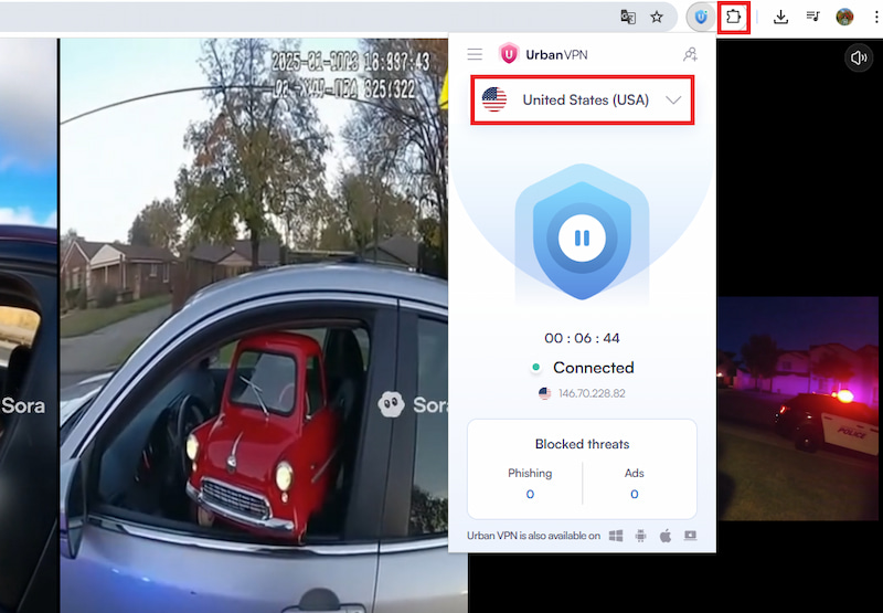 Bật VPN và chọn IP Mỹ 