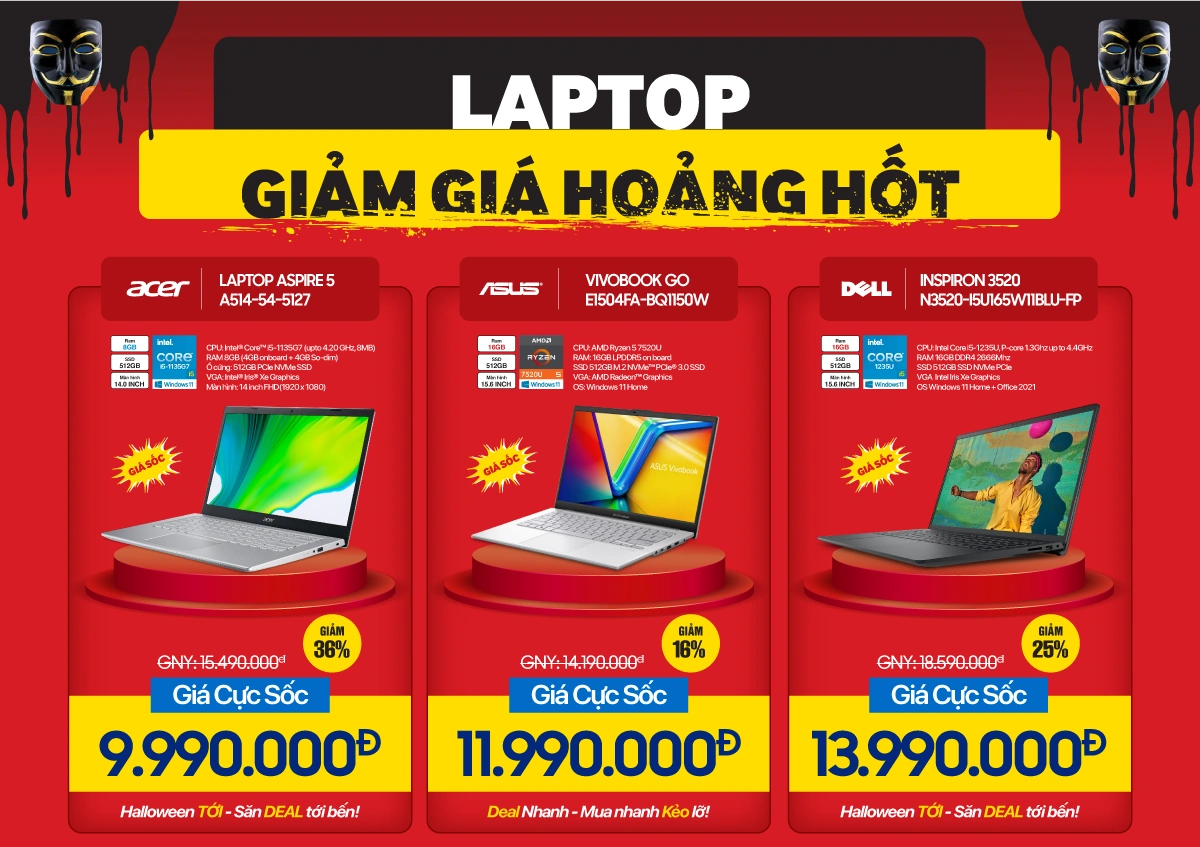 Lễ hội ma - Laptop Core i3, Core i5 giảm hết ga (-50%++)