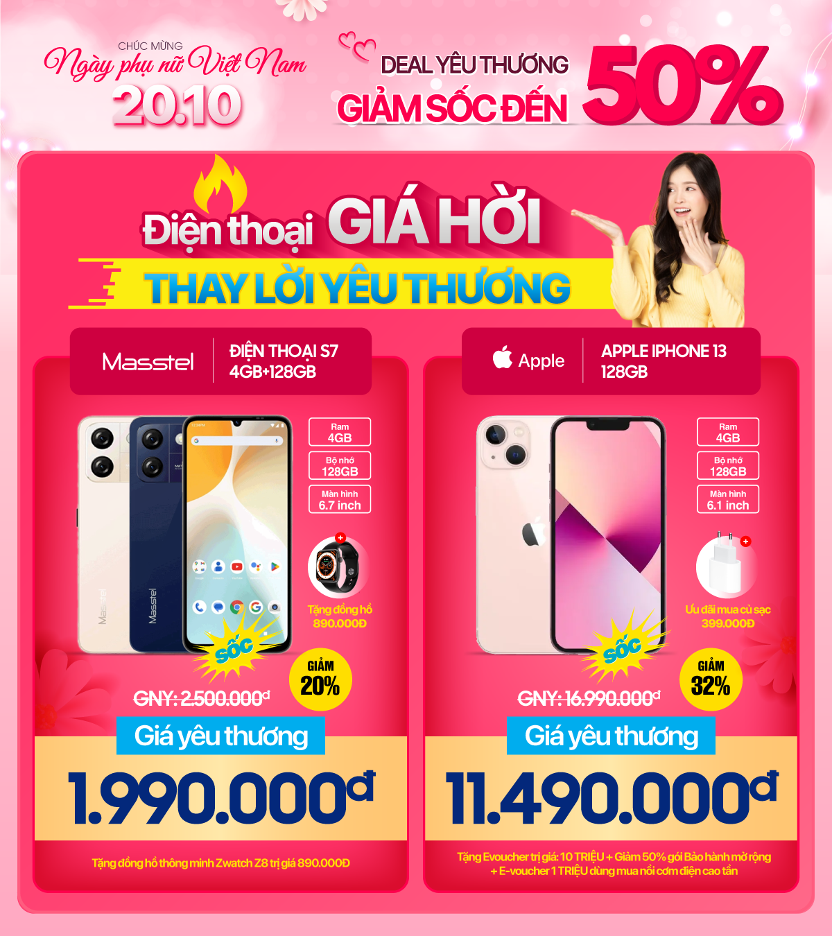 Mua điện thoại tặng đồng hồ, củ sạc trị giá 890k