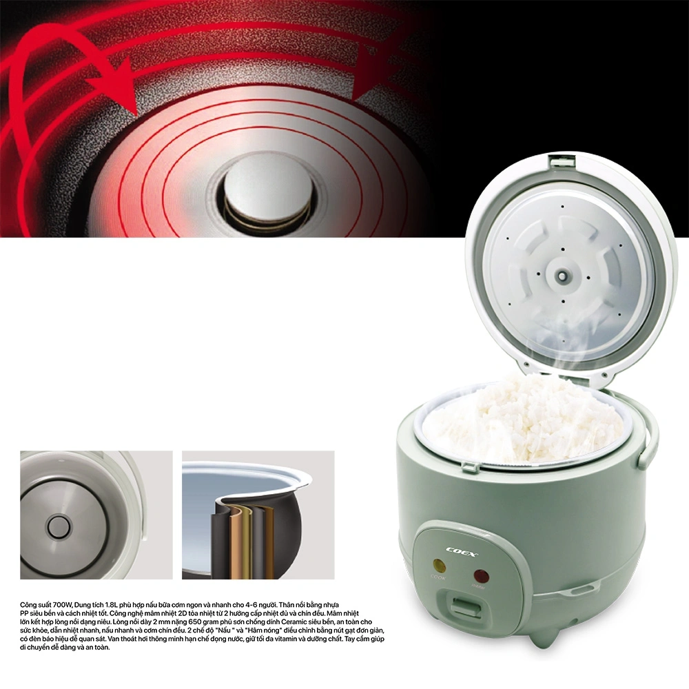 Nồi cơm điện có xửng hấp Coex CR-3472