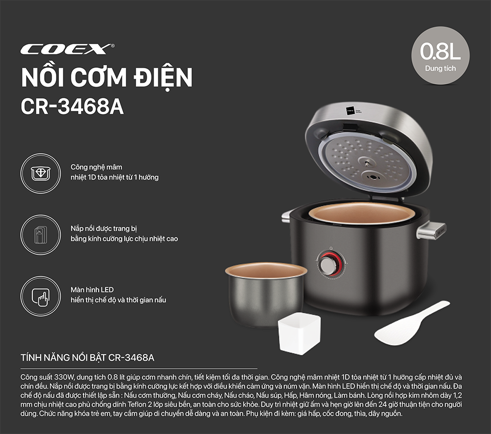 Nồi cơm điện mini cho gia đình nhỏ, người độc thân (1 - 3 người)
