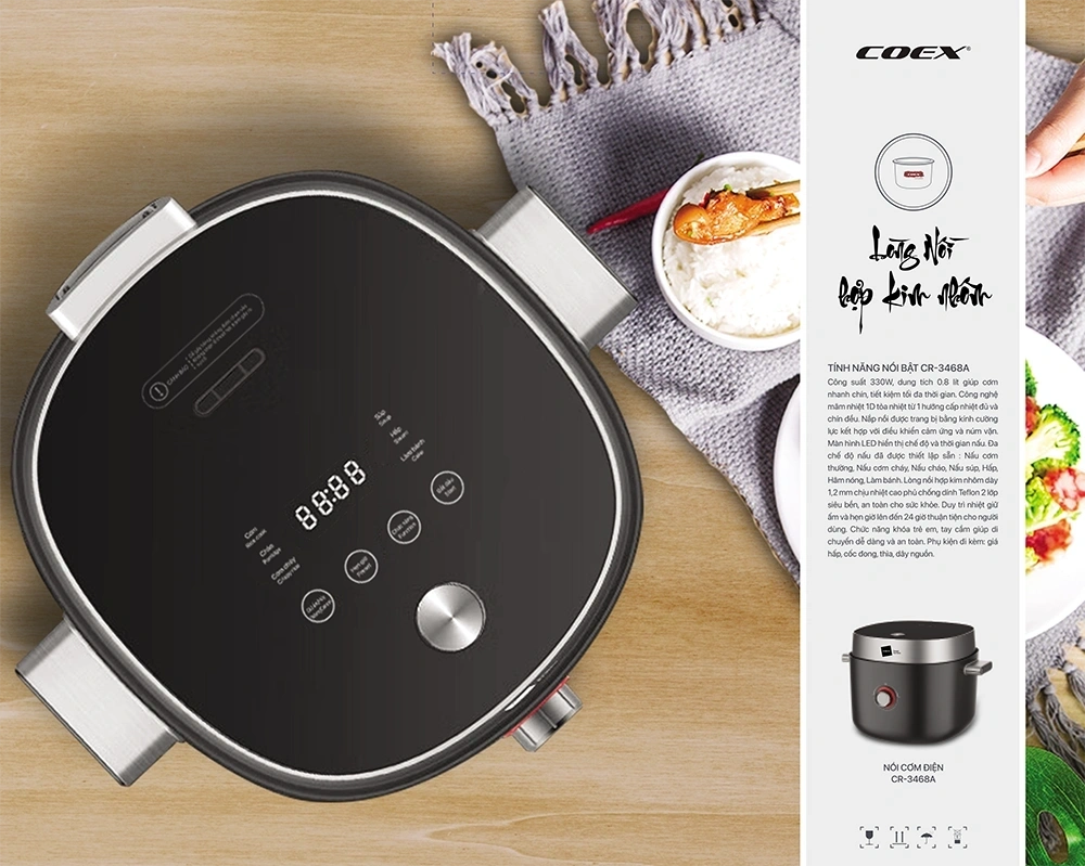 Review chi tiết nồi cơm điện COEX CR-3468A - đa năng, tiện nghi, chuẩn decor