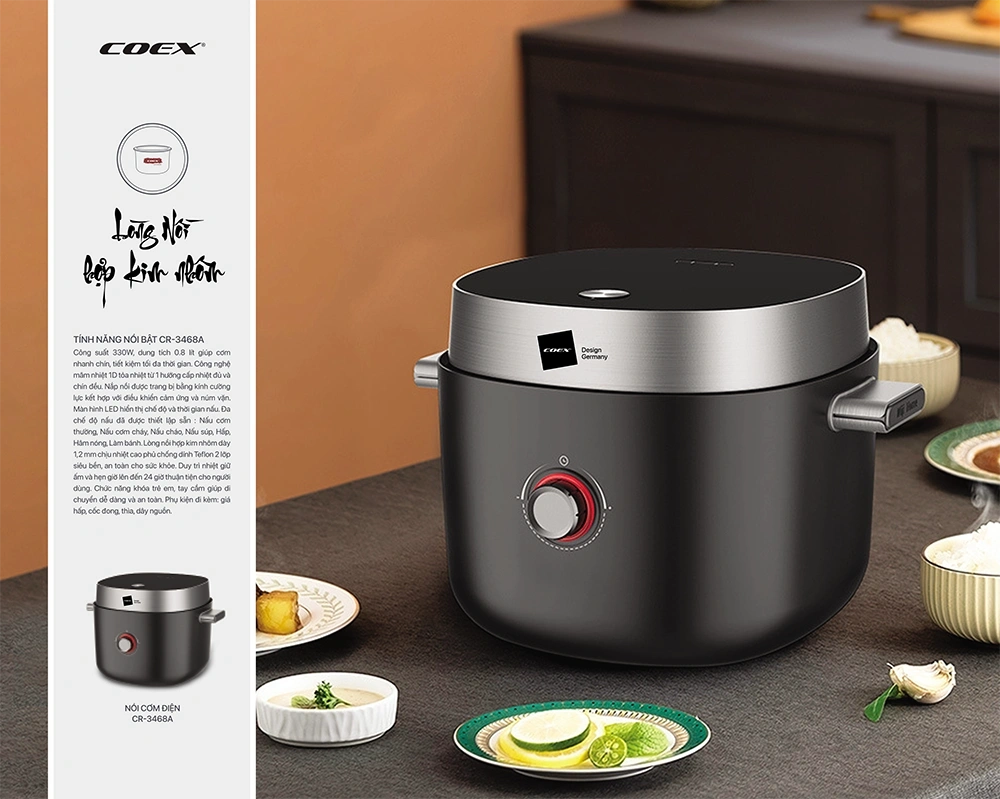 Review chi tiết nồi cơm điện COEX CR-3468A - đa năng, tiện nghi, chuẩn decor