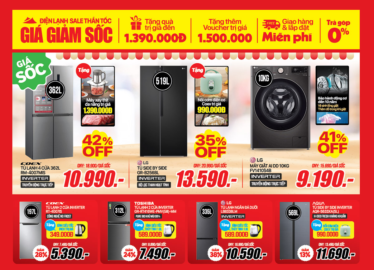 Sale thần tốc - Điện máy, điện lạnh giảm giá sốc - Chỉ từ 5,69Tr