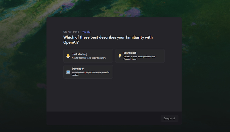 Tạo tài khoản Discord để tham gia kênh của OpenAI
