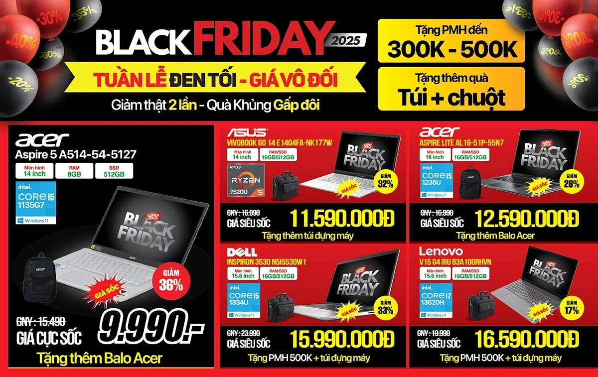 Black Friday 2025: Laptop rẻ vô đối