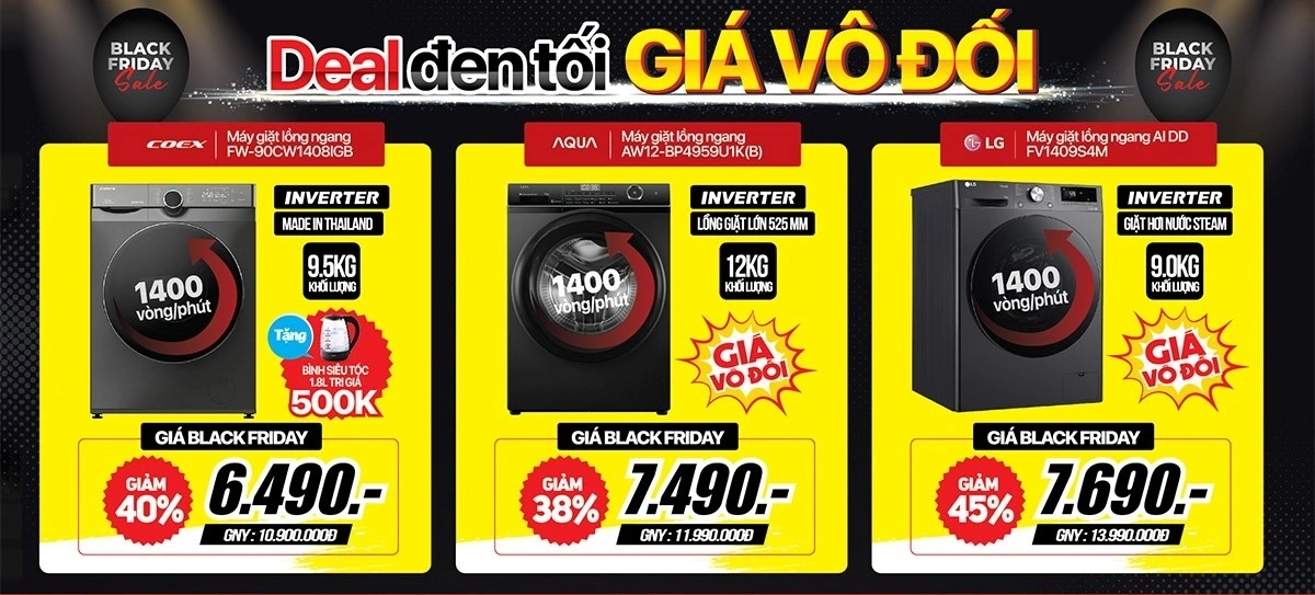Black Friday 2025: Máy giặt rẻ vô đối