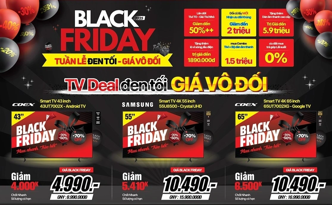 Black Friday 2025: Tivi rẻ vô đối