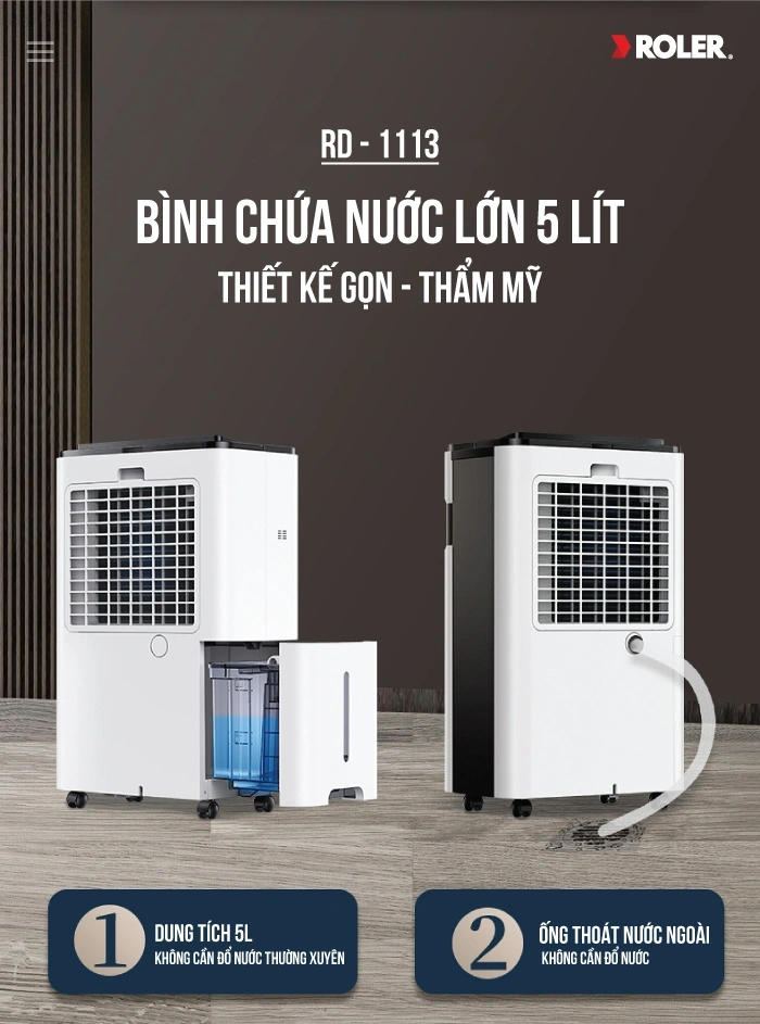 Công suất 365W, công suất hút ẩm mạnh mẽ 24 lít /24 giờ