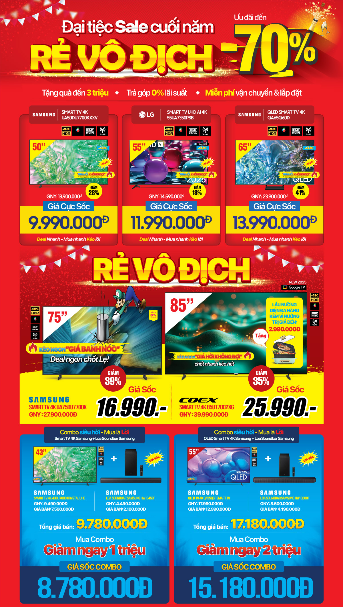 Đại tiệc giải trí - Sale cuối năm - Rẻ vô địch chỉ từ 2.990.000Đ