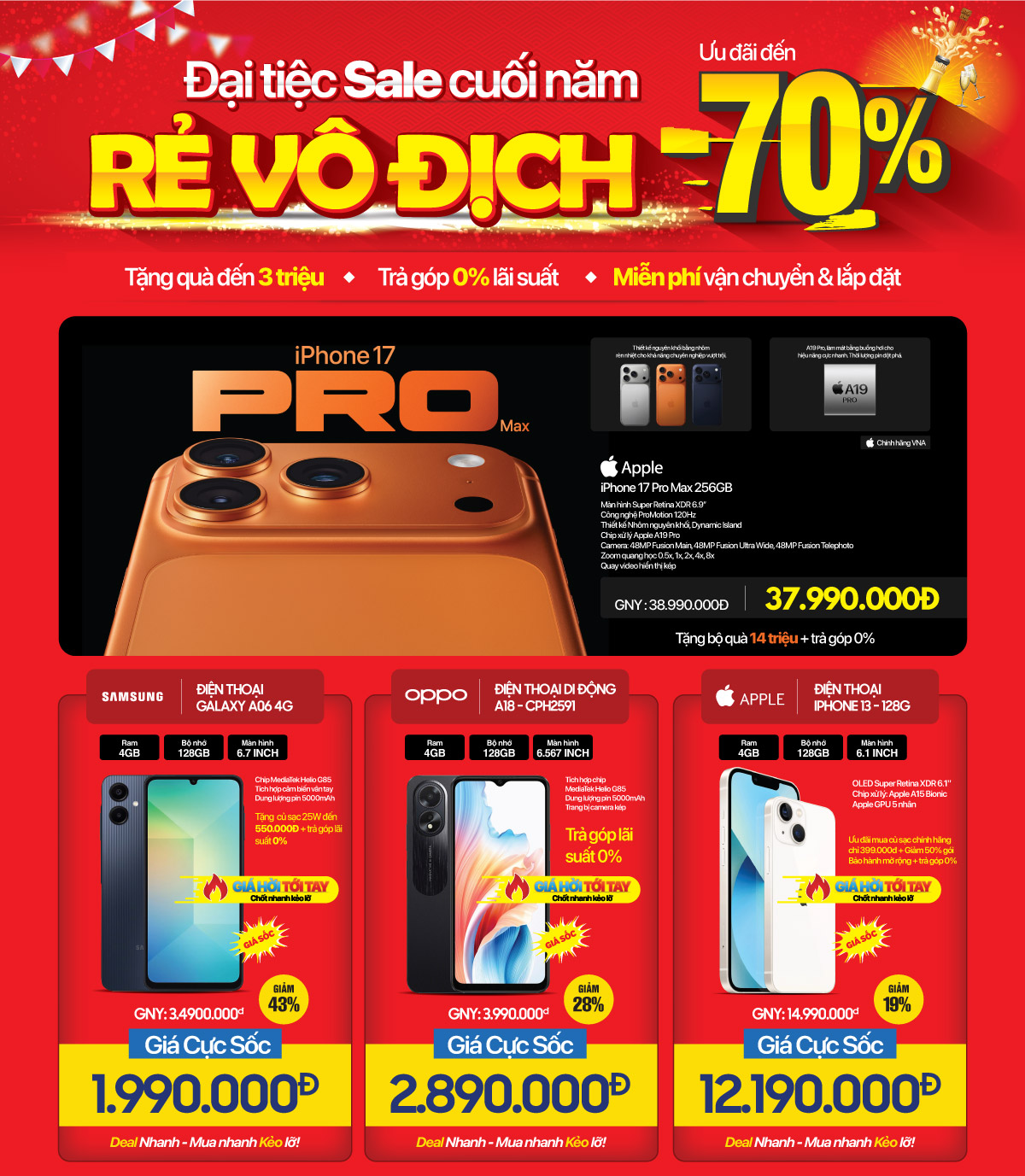 Đại tiệc giảm giá - Smartphone, phụ kiện, đồ công nghệ sale sốc đến 15 triệu đồng