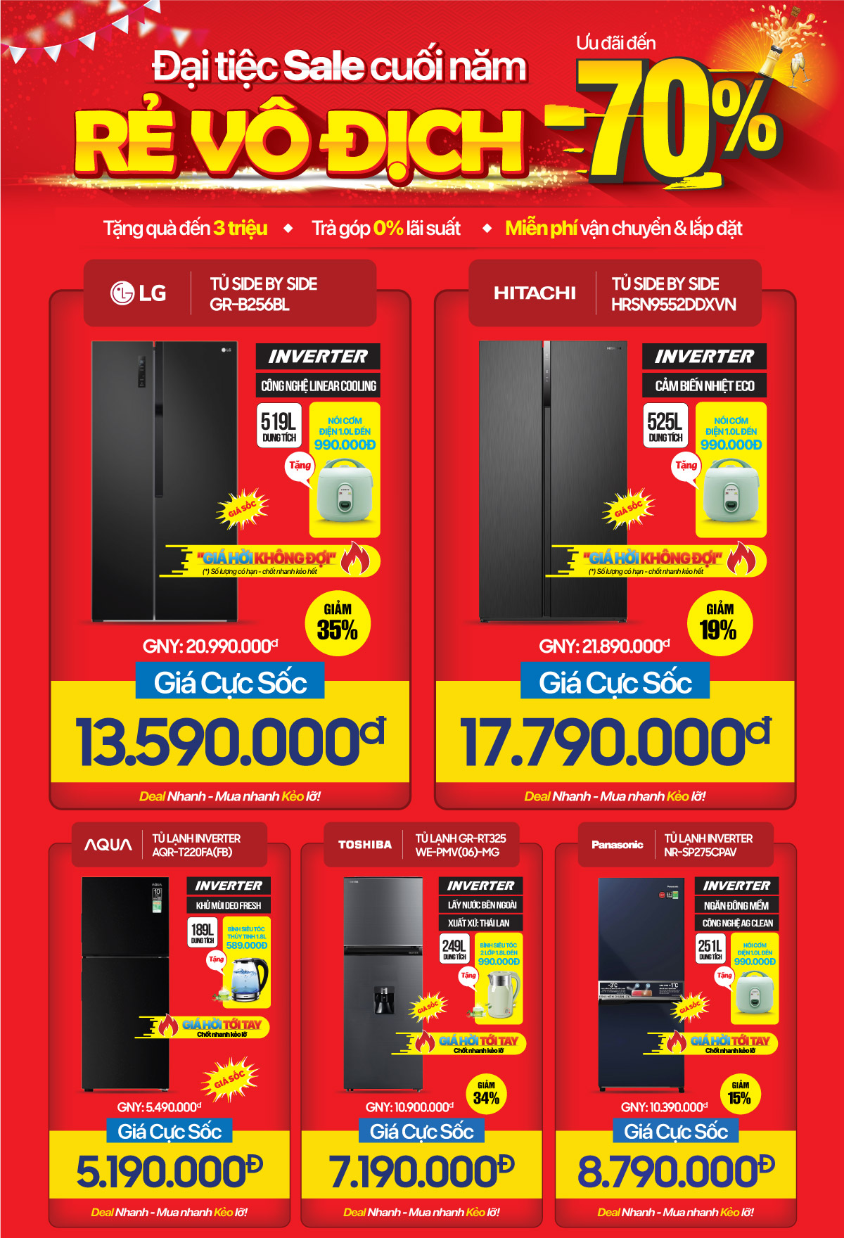 Điện máy, điện lạnh giá giảm mạnh, chỉ từ 4.490.000Đ