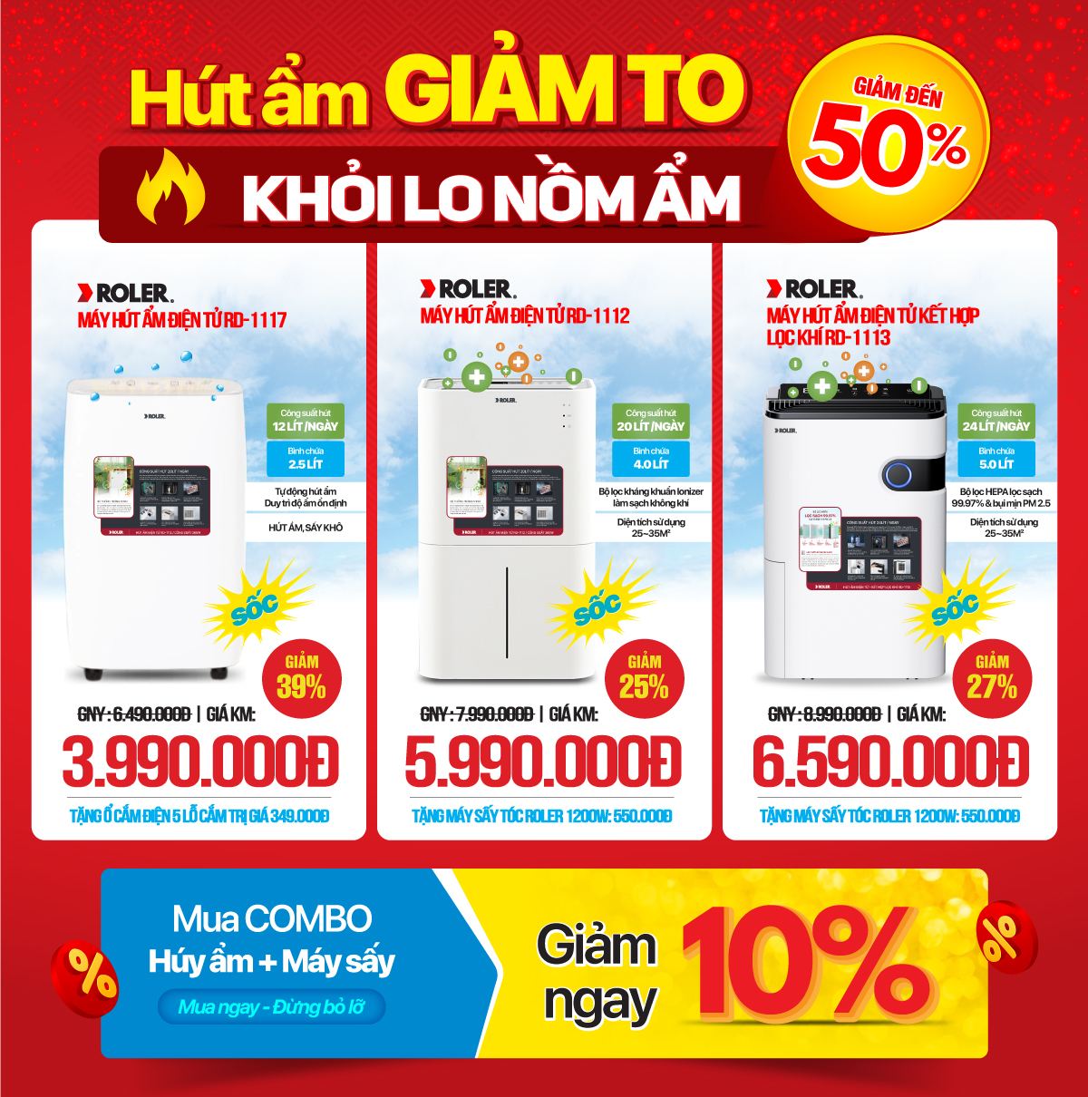 Mua hút ẩm Roler, nhận quà trị giá đến 890.000đ