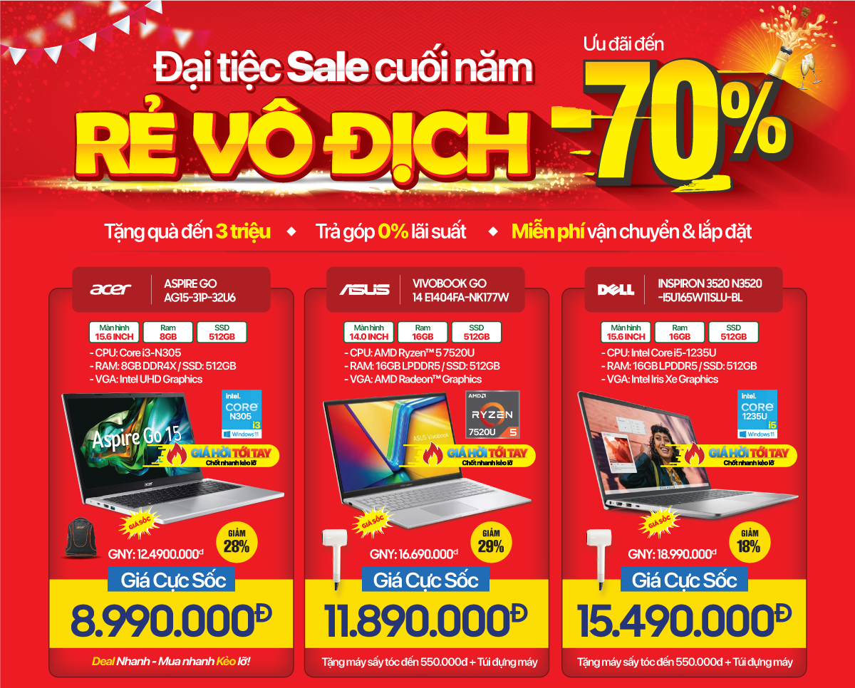 Party công nghệ: Laptop Ryzen 5, Core i5 giảm đến 35%