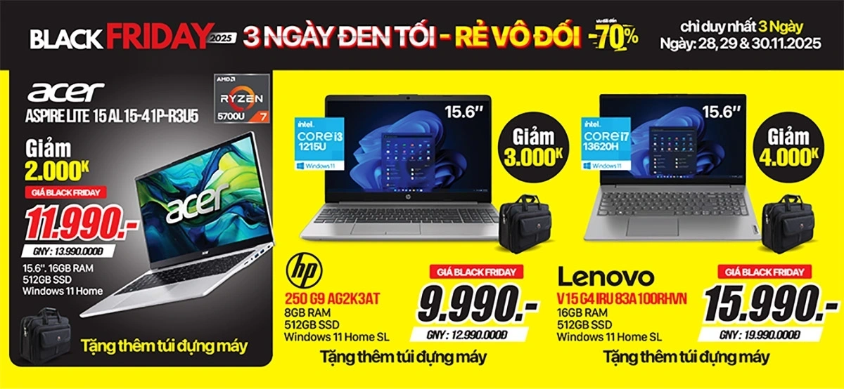 Săn deal Black Friday - Mua laptop giảm ngay đến 6 triệu đồng