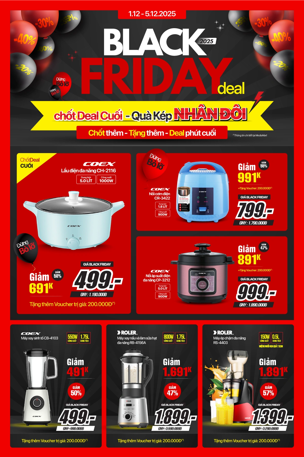 5 ngày cuối chốt deal gia dụng giá rẻ chỉ từ 349K - mua nhiều giảm thêm đến 10%