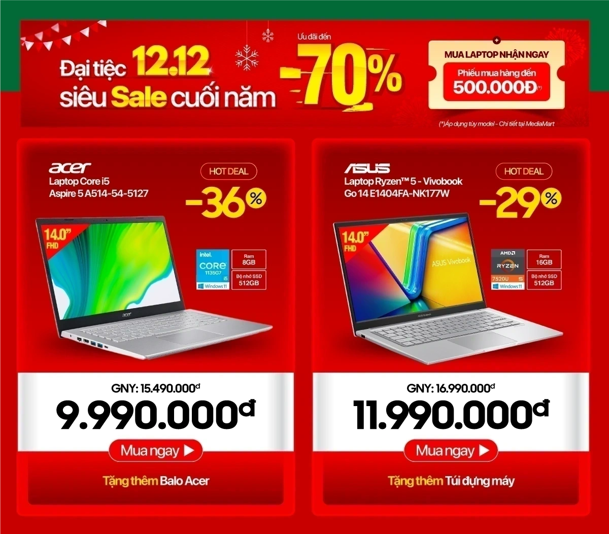 Mua Laptop nhận Voucher 500k