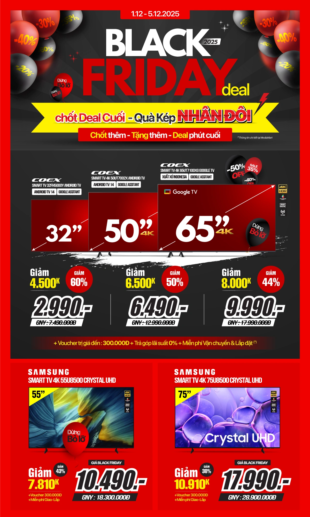 Mua TV giảm SÂU 2 lần - Quà kép đến 300K - Chỉ trong 5 ngày