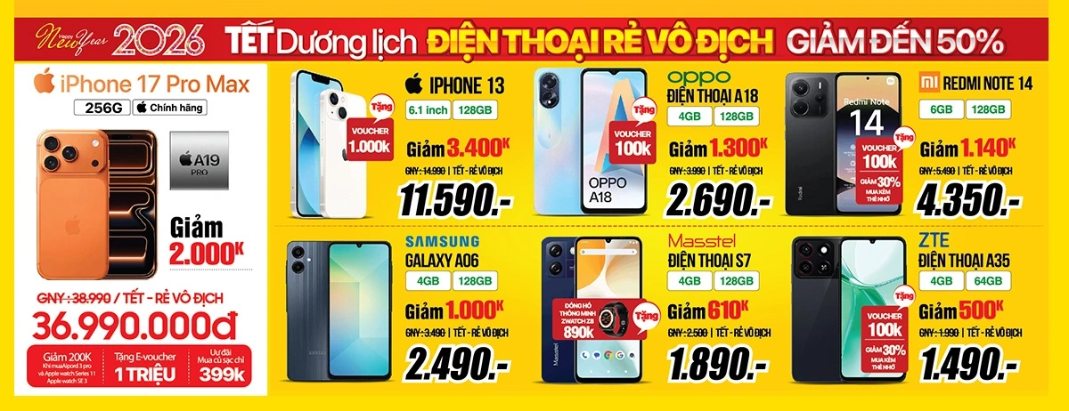 Smartphone giảm khủng, tặng Voucher đến 1 triệu - Phụ kiện rẻ vô địch chỉ từ 99K
