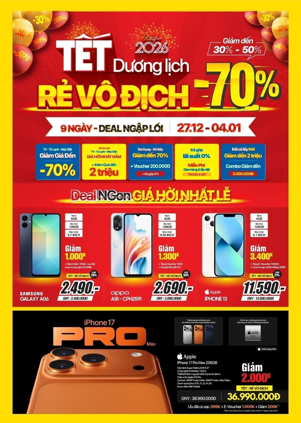 Tết Dương lịch, Điện thoại cao cấp giá hời