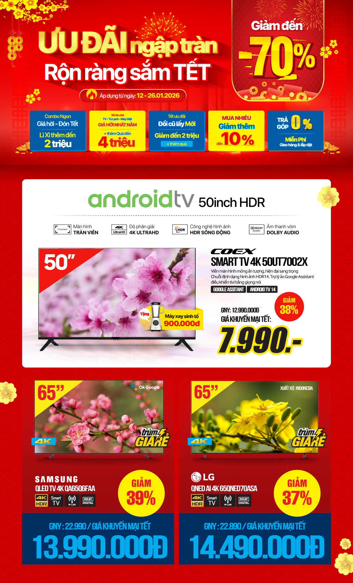 Rinh TV to, giá rẻ khỏi lo chỉ từ 9,69Tr