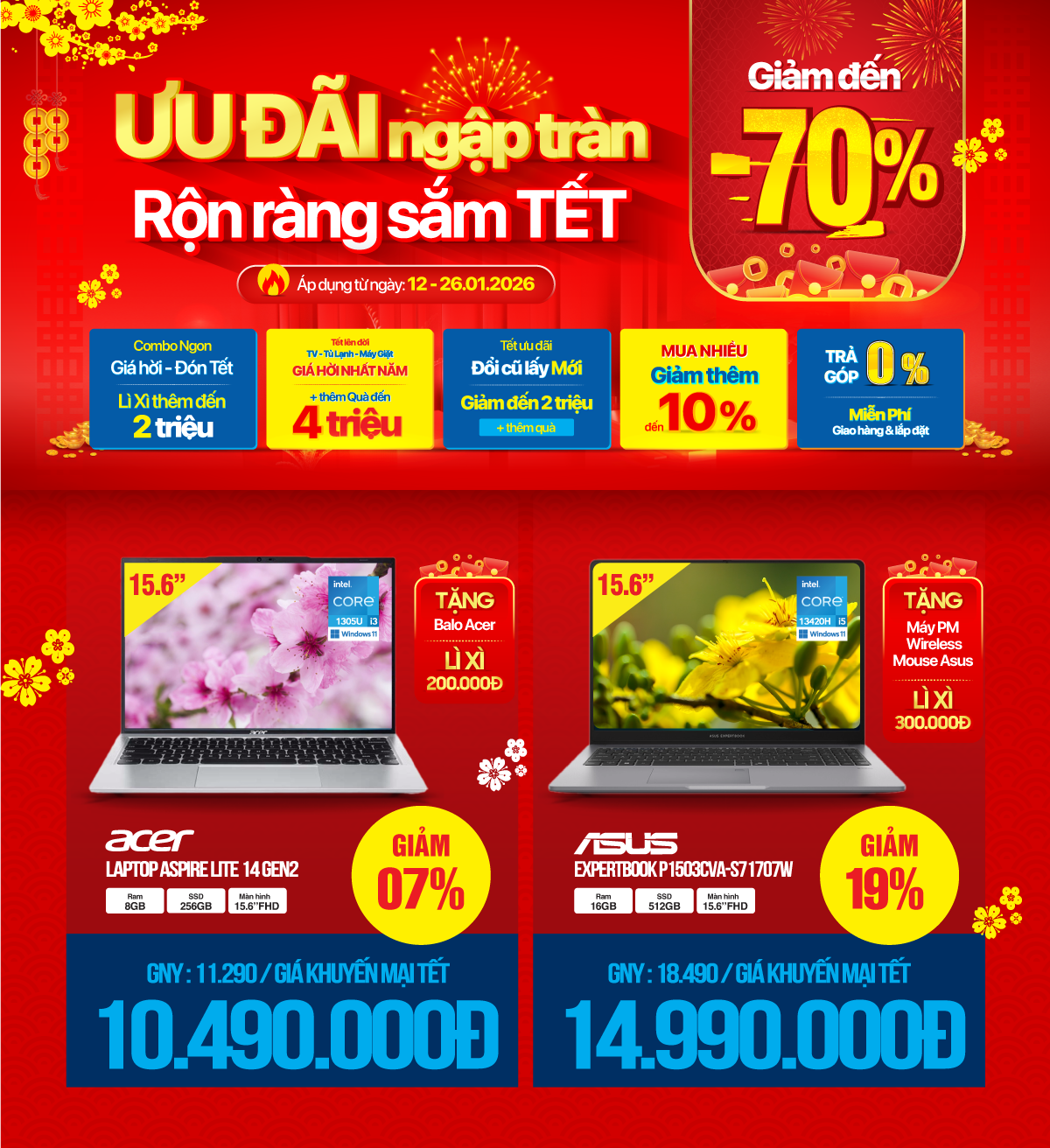 Tết công nghệ, lên đời laptop chỉ từ 10,49Tr - Lì xì đến 500K