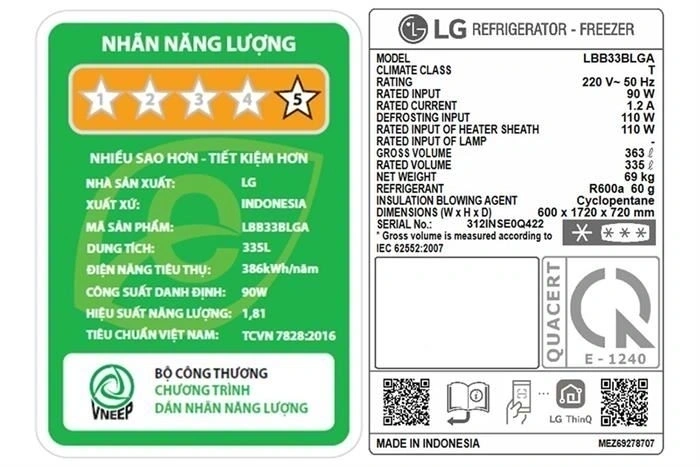 Tủ lạnh LG Inverter 335 lít LBB33BLGA model 2024 – Tổng kho điện máy ...