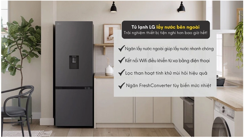 Tủ lạnh ngăn đá dưới có lấy nước ngoài tiện lợi