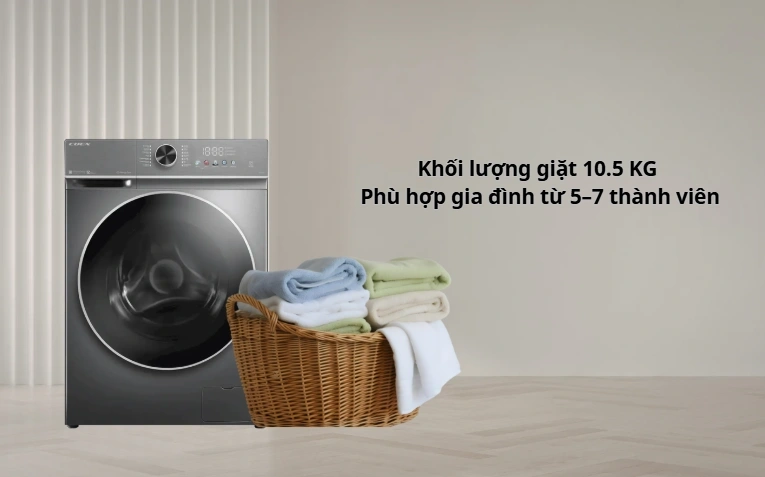 Dung tích lớn 10.5kg – Phù hợp cho gia đình đông người