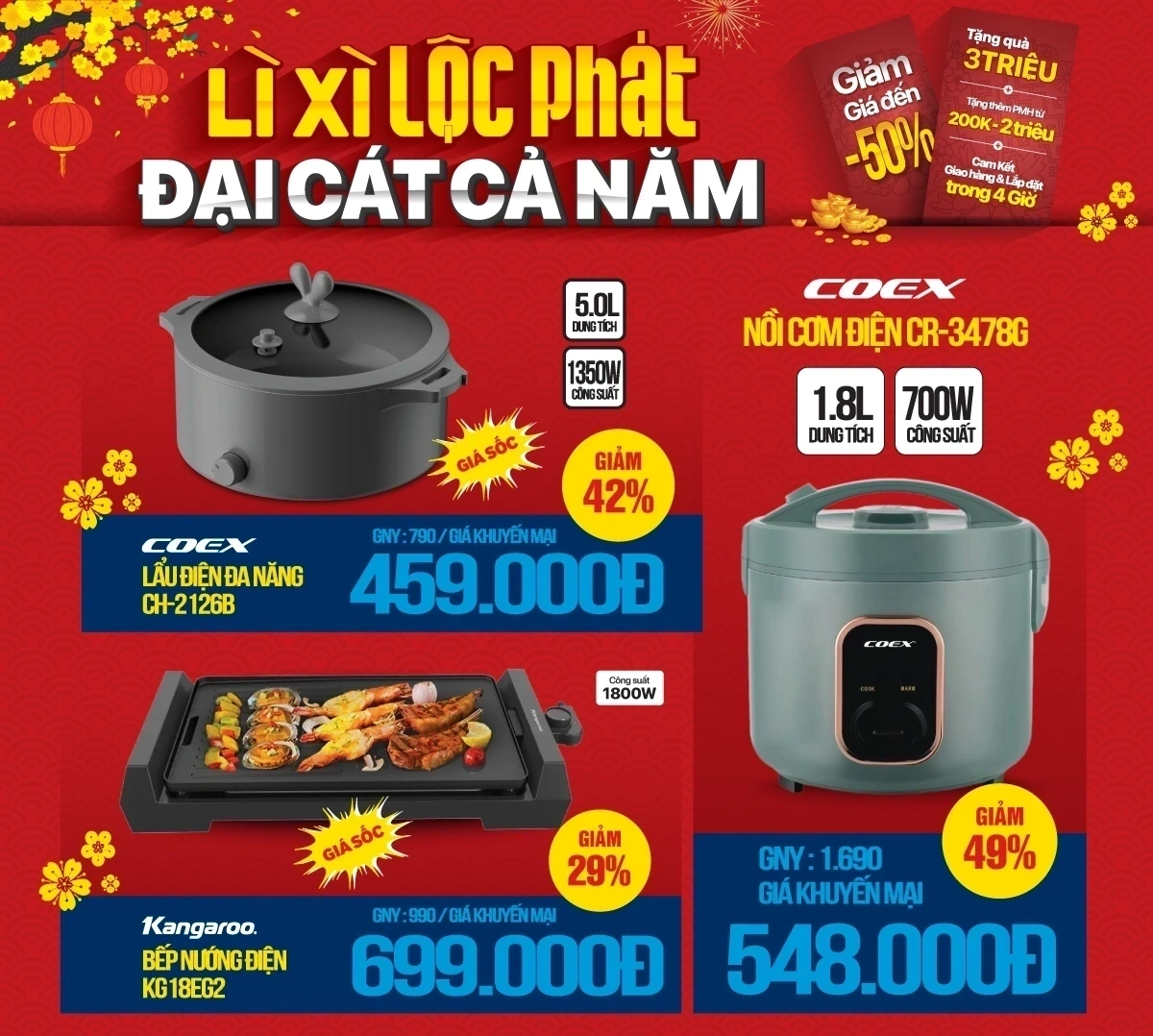 Gia dụng giảm sâu: Tiện ích nhân đôi - Lì xì gấp bội