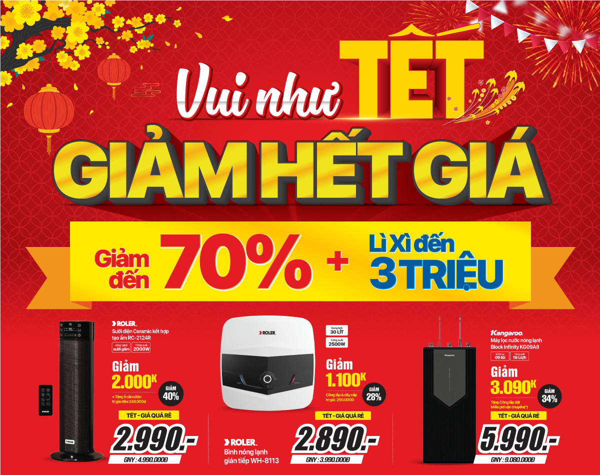 Gia dụng khuyến mại Tết giảm sâu 60%, tặng thêm voucher