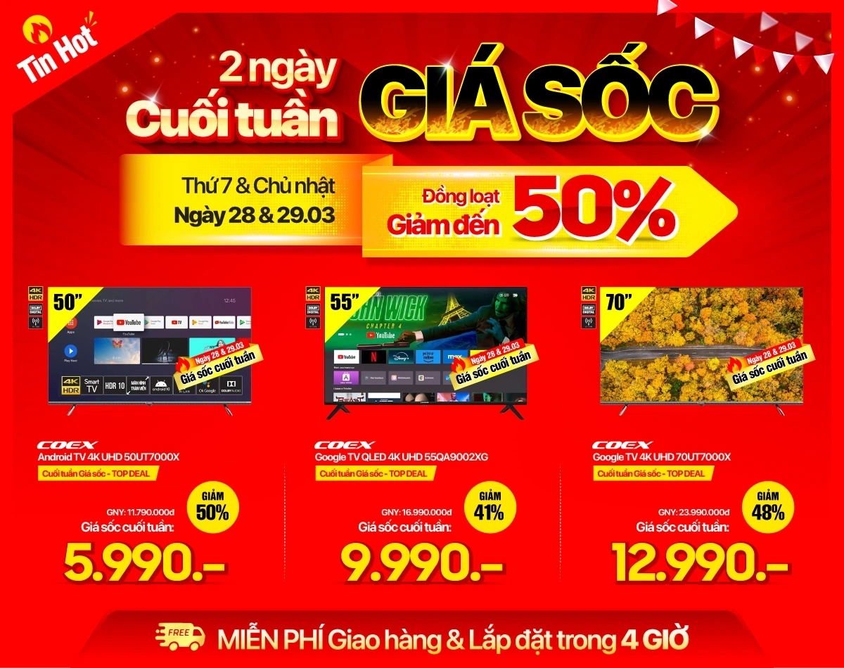 Cuối tuần giá sốc - Tivi giảm đến 50%