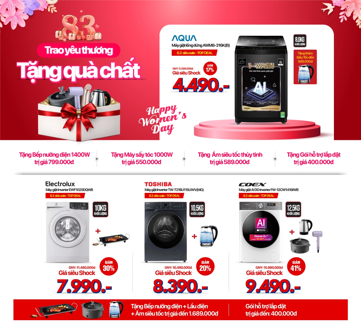 Săn Deal hàng hiệu - Máy giặt giảm đến 40%