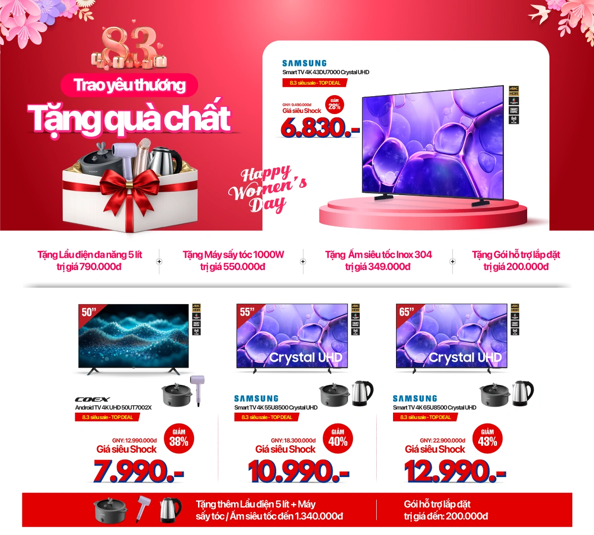 Săn Deal hàng hiệu - Smart TV chỉ từ 5.383k