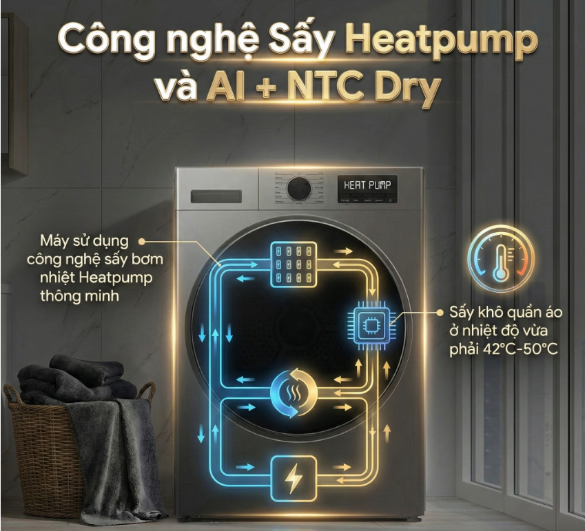 Sấy khô thông minh. bảo vệ sức khỏe người dùng