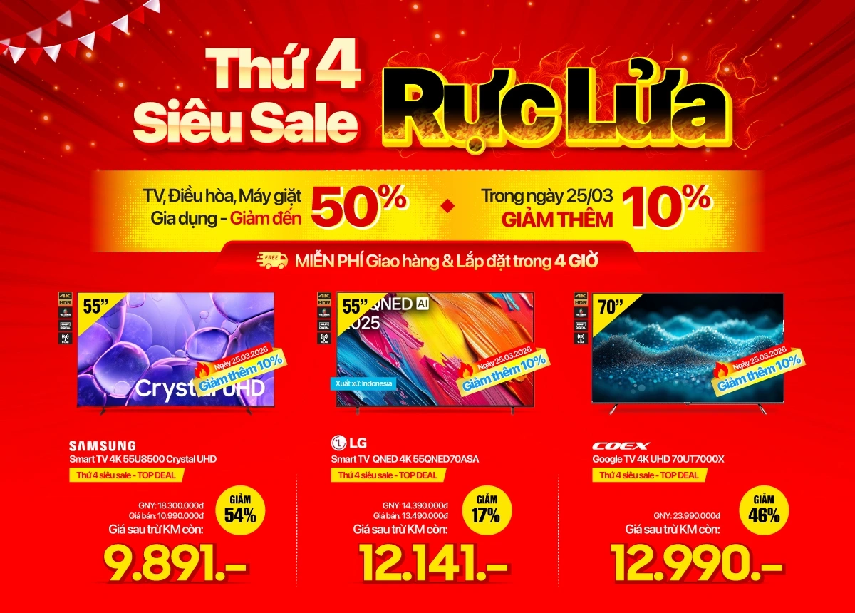 Thứ 4 Smart TV Giảm Đến 50%