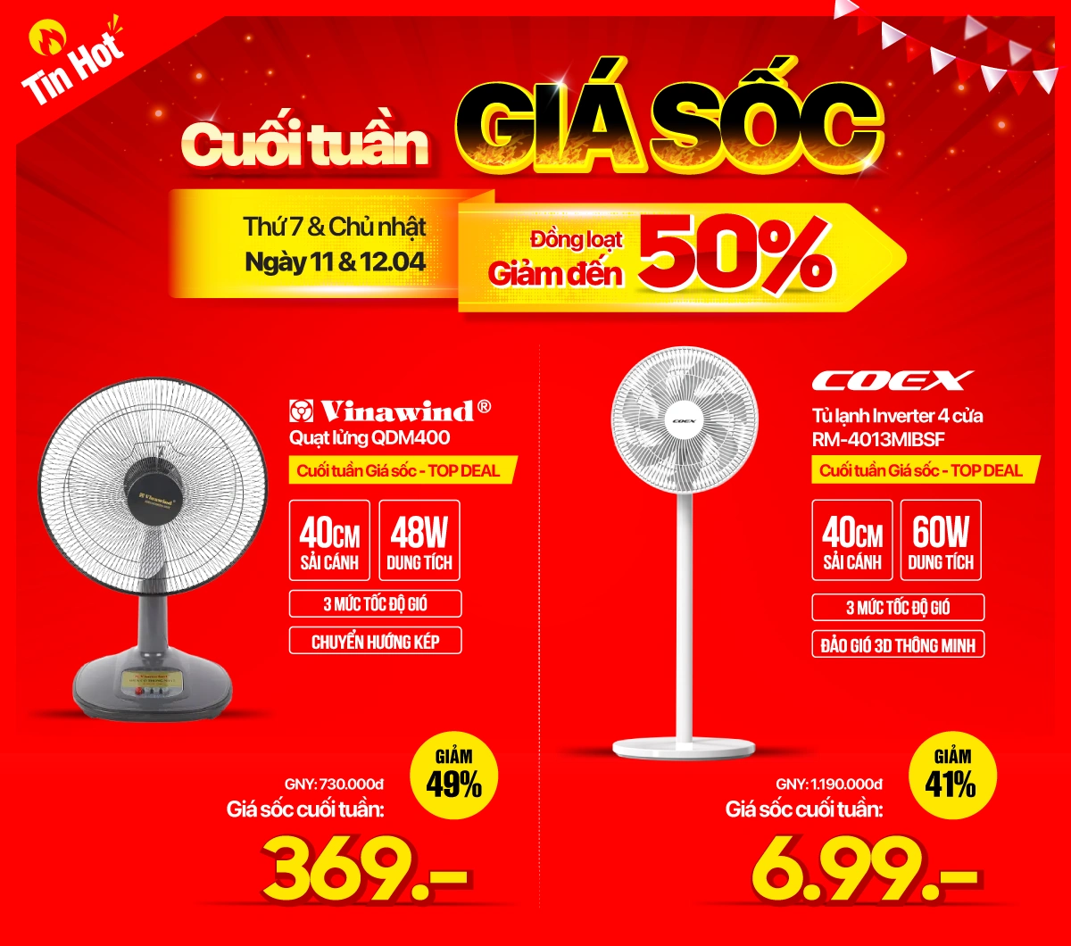 Cuối tuần giá sốc - Quạt cây giá chỉ từ 369K