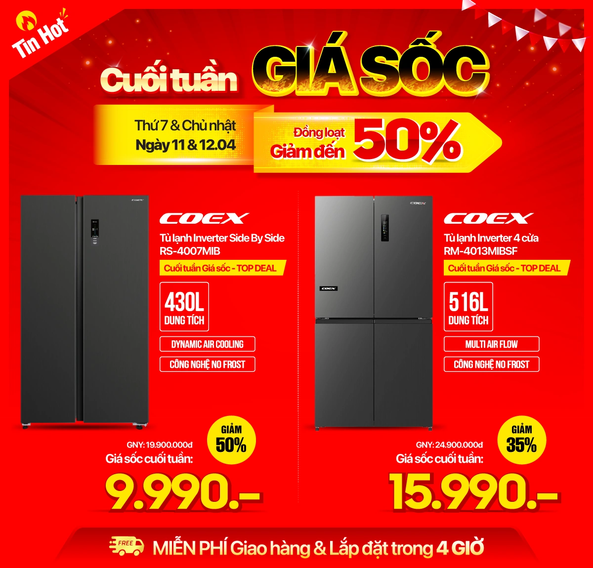 Cuối tuần giá sốc - Tủ lạnh giảm đến 50%