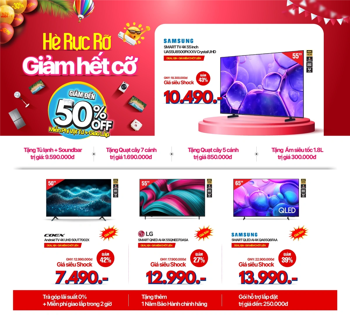 Hè rực rỡ, Tivi giảm sâu đến 50%