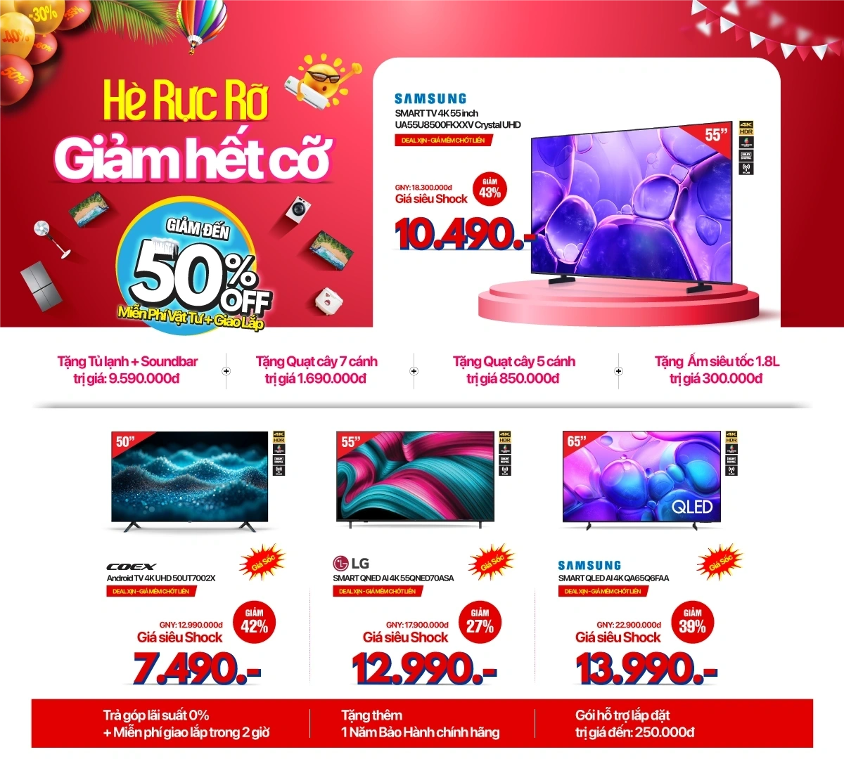 Hè rực rỡ, Tivi giảm sâu đến 50%