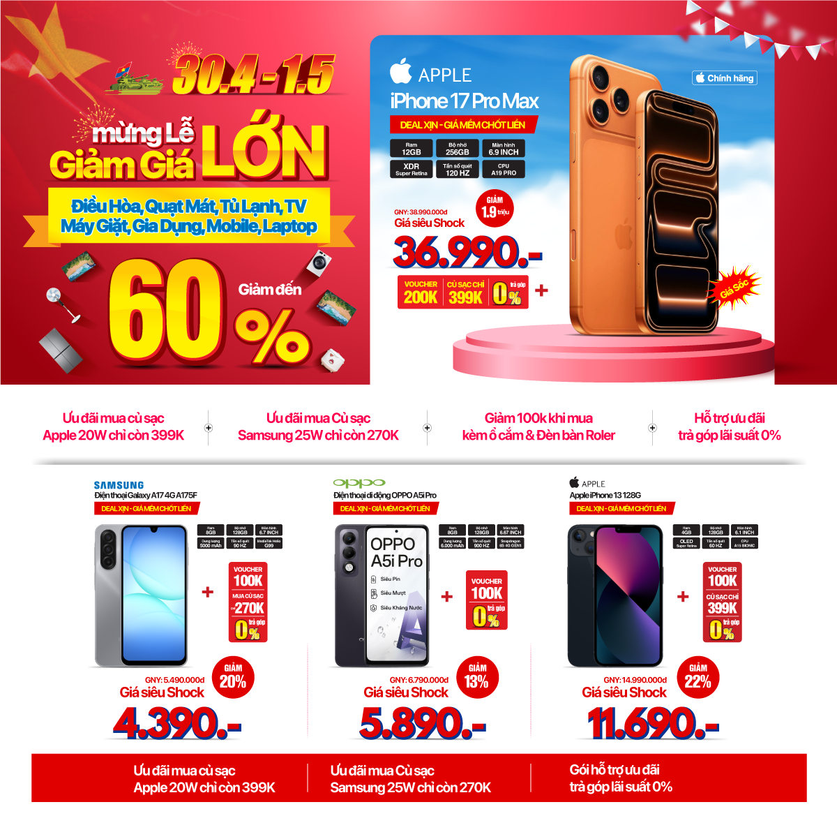 Mừng Đại lễ, iPhone chính hãng chỉ từ 11,69 triệu